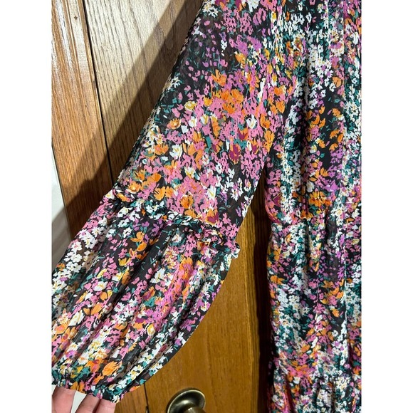 NET Vince Camuto chiffon floral multicolor black minidress - Picture 3 of 5